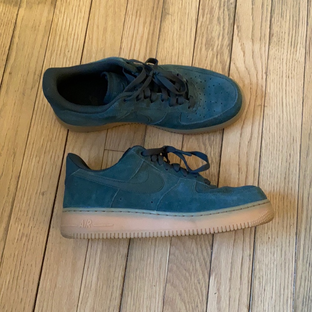 Green Women’s Nike Air Force 1s Green Suede.